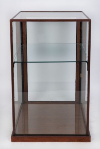 An antique Australian cedar bound countertop display cabinet, late 19th century, 92cm high, 56cm wide, 58cm deep