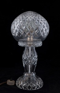 A vintage cut crystal table lamp and shade, 33cm high