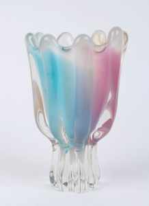 A pink and blue Murano glass vase, circa 1960, 23cm high