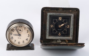 A folding travel clock and a Big Ben alarm clock, early to mid 20th century, (2 items), the larger 11cm high
