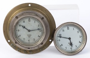 Two vintage English automotive dashboard clocks by SMITH'S, early 20th century, ​​​​​​​9cm and 14cm diameter overall