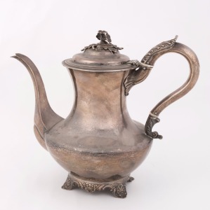 A Georgian sterling silver teapot by John, Henry and Charles Lias of London, circa 1834, 24cm high, 880 grams