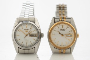 Two Seiko lady's wristwatches, quartz movements with steel cases and bracelets