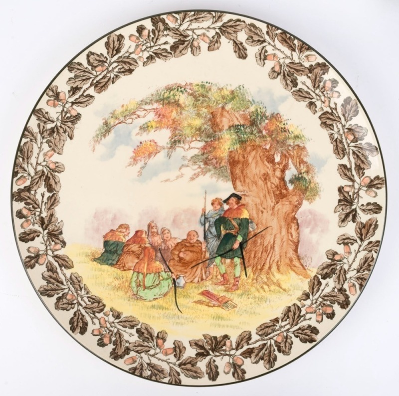 ROYAL DOULTON "Under the Greenwood Tree" English pottery charger, circa 1920s, factory mark to base, 39cm diameter