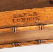 An antique faux bamboo English desk with embossed tooled leather top, 19th century, stamped "Maple, London", ​​​​​​​74cm high, 137cm wide, 66cm deep - 2