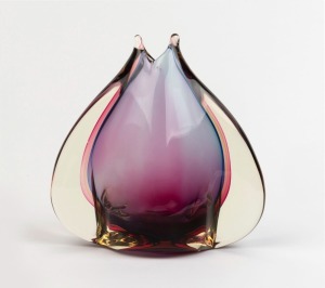 FORMIA pink sommerso Murano glass beak vase, 22cm high