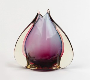 FORMIA pink sommerso Murano glass beak vase, 22cm high