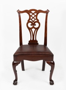 An antique English mahogany Chippendale dining chair, 18th century