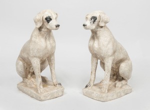 A pair of reconstituted stone garden hounds, 20th century, 70cm high