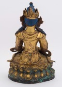 A Sino-Tibetan cast bronze Buddha inset with coral and turquoise, 19th century, 24cm high - 2