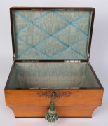 A stunning French Palais Royale casket, satinwood with polished steel inlay, interior lined in blue silk, circa 1810, ​​​​​​​30cm high, 49cm wide, 34cm deep - 2