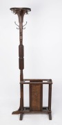 A Tudor style period oak hat tree hallstand, circa 1920, 188cm high, 70cm wide, 35cm deep