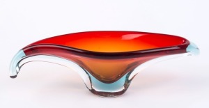 PUSTETTO & ZANETTI red sommerso glass centrepiece bowl, 33cm wide