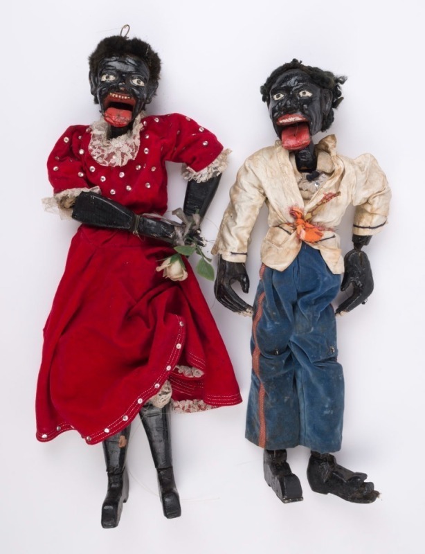 Two antique dolls, South American origin, mid 19th century, 59cm and 53cm high.