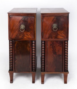 A pair of antique English mahogany pedestal cabinets, early 19th century, ​​​​​​​95cm high, 48cm wide, 34cm deep