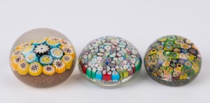 Three millefiori glass paperweights, 19th and 20th century, the largest 8cm diameter