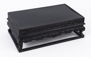 An antique Vietnamese carved timber stand, 19th century, ​10cm high, 31cm wide, 20cm deep