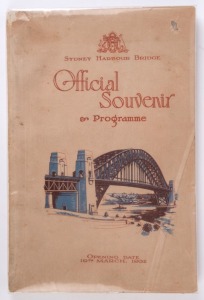 March 1932 'Sydney Harbour Bridge Official Souvenir & Programme [Alfred James Kent, Government Printer, Sydney], 180pp.