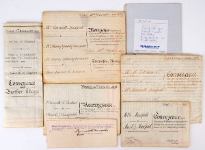 LEGAL DOCUMENTS RELATING TO 3-5 BEDFORD ROW, WORTHING, SUSSEX: July 1866 Blaker to Maxfield Conveyance; December 1869 Maxfield to Renshaw Mortgage (transferred in 1879); November 1893 Maxfield to Blaker Conveyance; August 1895 Maxfield to Maxfield Conveya