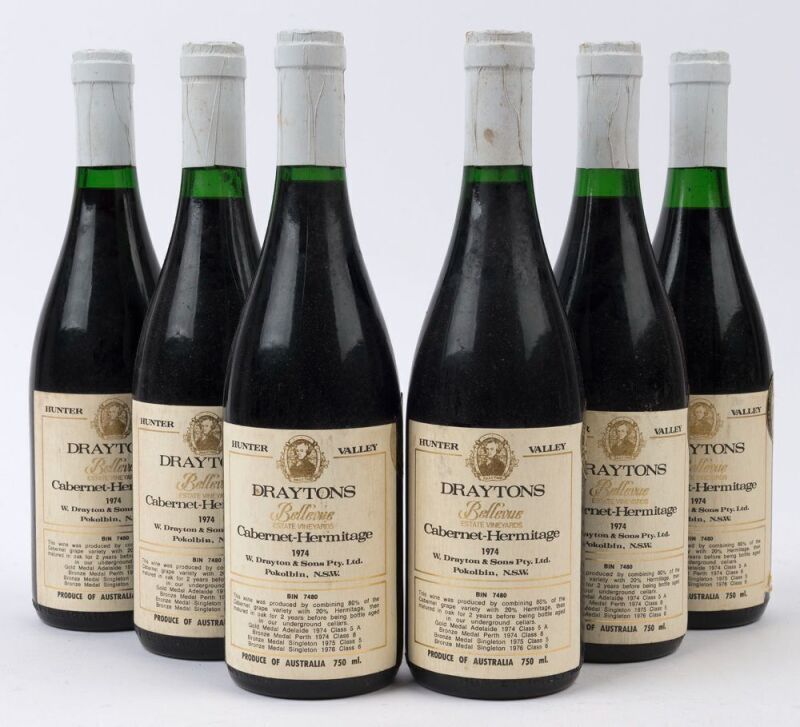 1974 Drayton's Cabernet-Hermitage, Hunter Valley, New South Wales, (6 bottles).