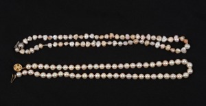 Two freshwater pearl necklaces, one with gold clasp, 47 and 48cm long