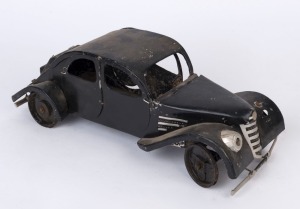 A scratch-built Tourer, aluminum, painted metal with rubber tread tyres; incomplete, circa 1935, 42cm long, 15cm wide