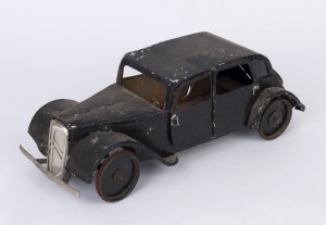 A scratch built Grand Tourer, painted metal and aluminum with rubber rimmed tyres; incomplete, circa 1935, 38cm long, 15cm wide