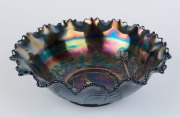 "KANGAROO" amethyst carnival glass master bowl by Crown Crystal, 8cm high, 24cm wide - 2