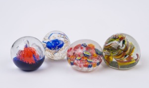 Four art glass paperweights, 20th century, the largest 6cm high