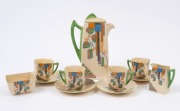 ROYAL DOULTON "Marina" English Art Deco coffee set for four, circa 1925, (11 pieces), the coffee pot 20cm high