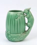 SYLVAC green glazed English pottery squirrel vase, circa 1930, stamped "Sylvac, Made in England", 22cm high