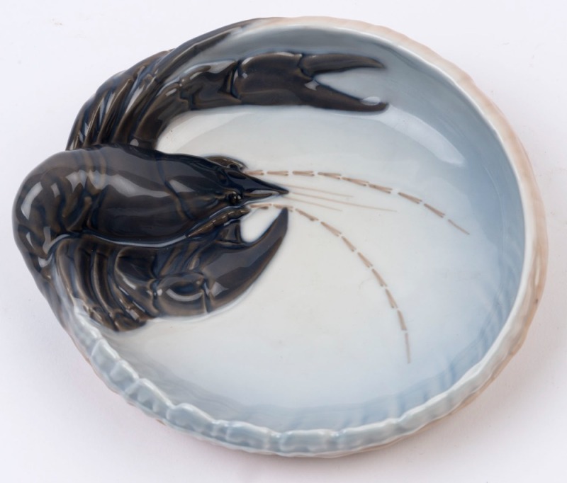 A Danish porcelain lobster dish, 20th century, ​​​​​​​factory mark to base, 17cm wide