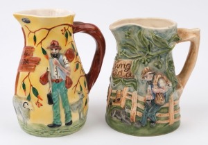 "WALTZING MATILDA" two musical porcelain jugs, English and Australian, mid 20th century, 22cm and 20cm high