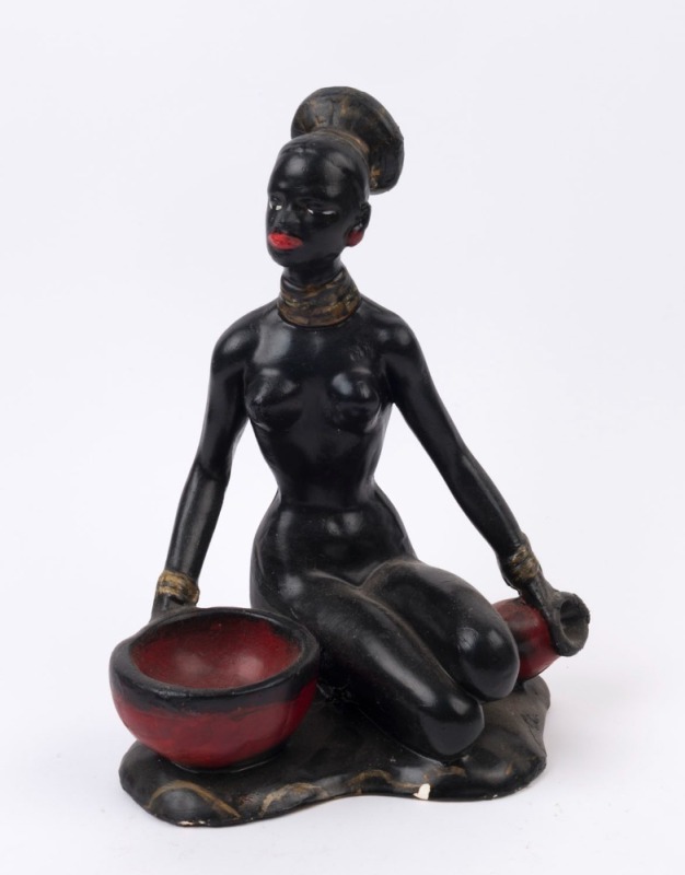 BARSONY ceramic statue of a Nubian woman, mid 20th century, 36cm high