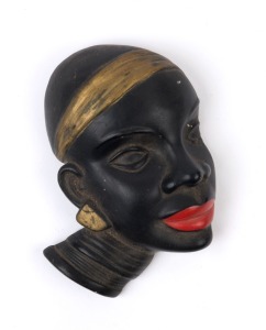 BARSONY painted chalkware wall bust of a Nubian woman, mid 20th century, 15cm high