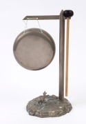 An Australiana silver plated dinner gong with figural kangaroo base, early 20th century, 24cm high