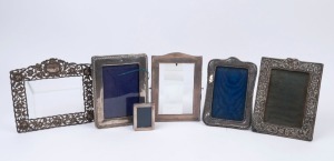 Six assorted sterling silver photo frames, 19th century 20th century, (as is condition) the largest 19 x 15cm overall