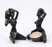 BARSONY Nubian woman figural bowl and a statue, painted chalk ware, mid 20th century, ​​​​​​​24cm high