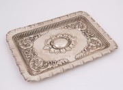 A sterling silver tray with repoussé decoration by Brookes & Crookes of Birmingham, circa 1893, 28cm wide, 264 grams