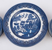 WILLOW pattern plates, bowls and jug by Burleigh Ware and Churchill, 20th century, (24 items), ​​​​​​​the dinner plates 24cm diameter - 2