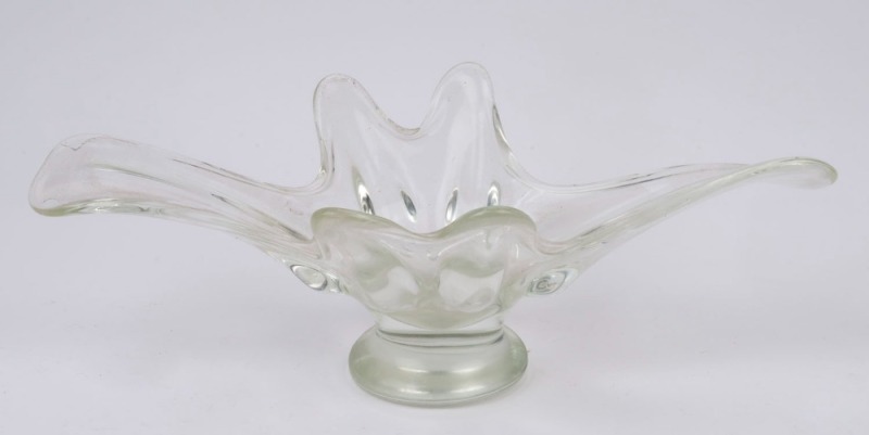 A Murano clear glass fruit bowl, circa 1960, ​​​​​​​16cm high, 52cm wide