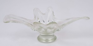 A Murano clear glass fruit bowl, circa 1960, 16cm high, 52cm wide