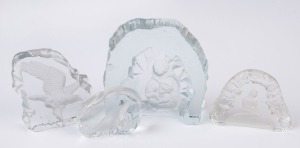 Four vintage glass ornaments, 20th century, 19cm high