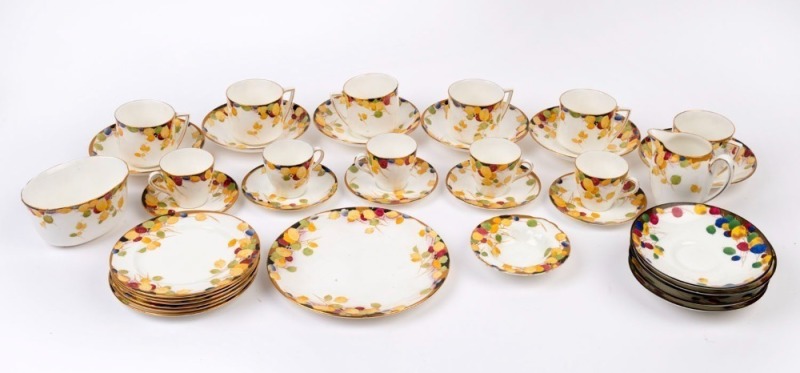 ROYAL DOULTON floral porcelain tea and coffee ware, circa 1920s, (37 items),