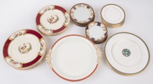 Royal Doulton porcelain plates, pheasant patterned dinner ware, German porcelain tazza and assorted Japanese porcelain dishes, (38 items), the tazza 32cm wide