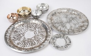 Seven assorted vintage silver plate Australian serving bowls and platters, circa 1970, the largest 39cm diameter
