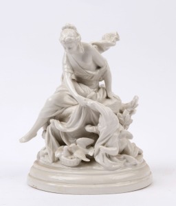 An antique Continental white porcelain figural group, 19th century, 23cm high