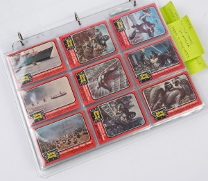 1976-78 TOPPS TRADING CARDS: incomplete sets housed in protective sleeves within ringbinder comprising 1976 King Kong [50/55]; 1978 Battlestar Galactica [117/132] plus 5 Sticker Cards; 1986 'Wacky' Sticker Cards [27/77]; and 1978 Close Encounters [63/66];