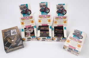 1992 CHAMPS 'AMERICAN VINTAGE CYCLES - SERIES I': two complete Trading Card boxes (one shrink wrapped) each containing 36 unopened packs of 12 trading cards, plus 2 partially complete boxes containing 21 packs or 12 packs, plus two packs of Series II card