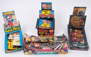 ASSORTED TRADING CARDS: with 1989 Topps 'Nintendo Game Packs' (2) each containing 3 scratch cards and two stickers, also loose scratch cards (57) & sticker cards (38) plus empty Game Packs (18) and display box; also 1978 Monty Gum (Holland) 'Elvis' card p